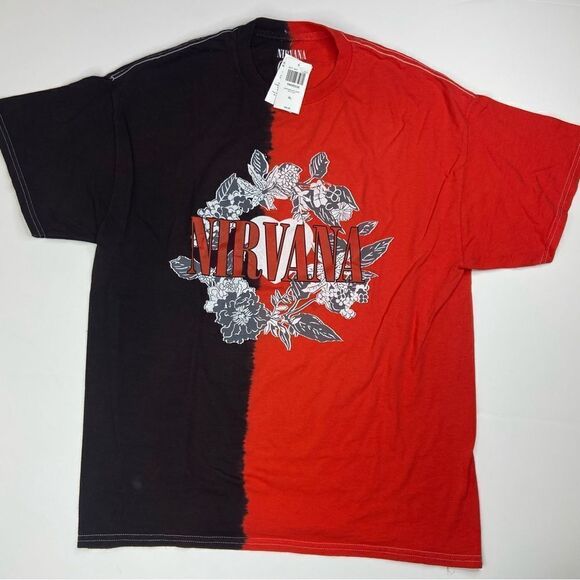 Hot Topic Nirvana Split Dye Short Sleeve Band Tee Size XL - Picture 1 of 4